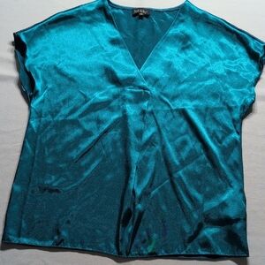 Nicole Miller Blue Cap Sleeve Relaxed Blouse